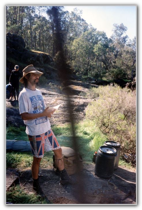 FJ celebrates his bday on the great canoe trip Oct 1995